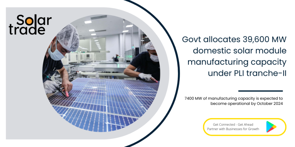 domestic solar module manufacturing capacity under PLI tranche-II
